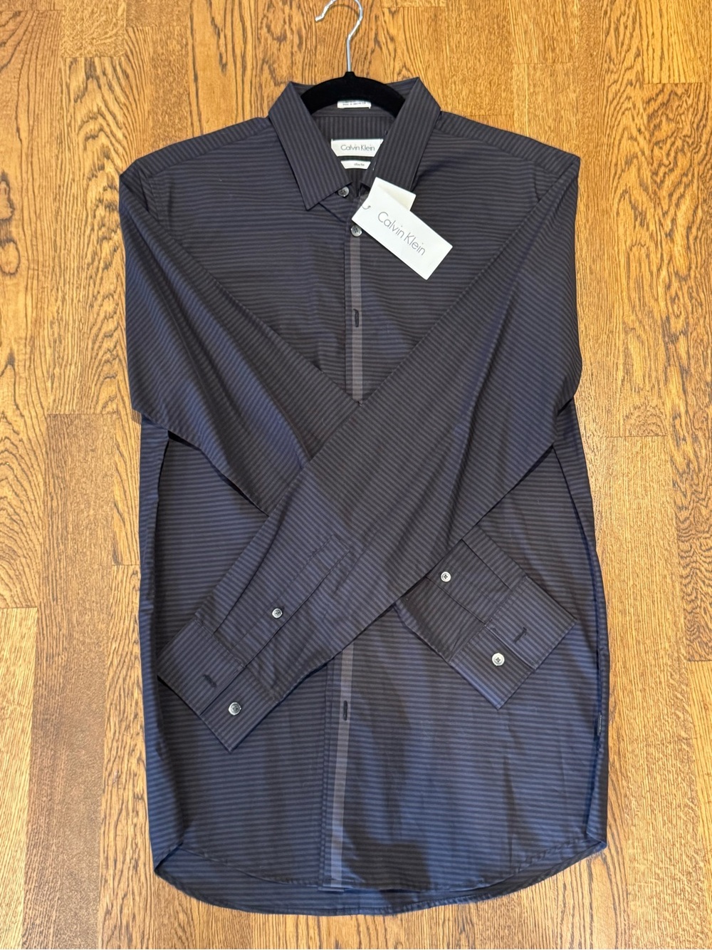 Calvin Klein Men's Black Micro-Striped Shirt Jacket